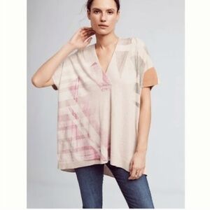 Anthropologie Moth Los Pocitas Abstract Poncho Oversized Knit Pullover